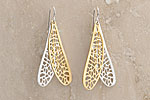 Julia Failey Eco Friendly Dragonfly Earrings, Reclaimed Sterling Silver, Gold Vermeil jewlery